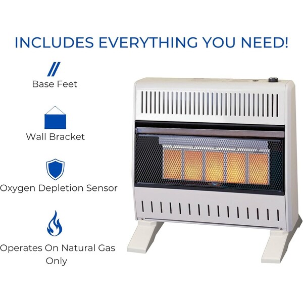 Procom Heating Natural Gas Ventless Infrared Plaque Heater with Base Feet, 30,000 BTU, T-Stat Control - MN300TPA-B