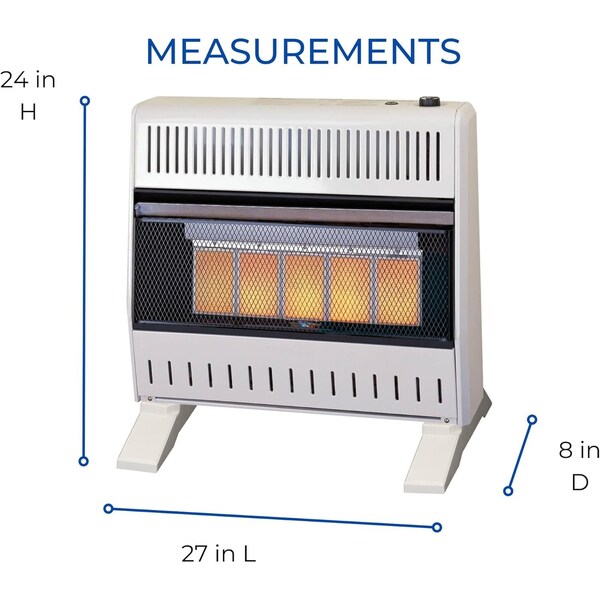 Procom Heating Natural Gas Ventless Infrared Plaque Heater with Base Feet, 30,000 BTU, T-Stat Control - MN300TPA-B