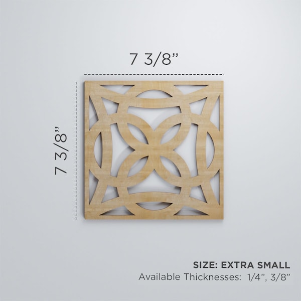 Ekena Millwork Extra Small Baytown Decorative Fretwork Wood Wall Panels, Red Oak, 7 3/8"W x 7 3/8"H x 3/8"T - WALW08X08X0375BYTRO