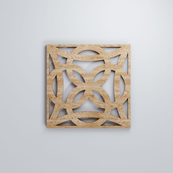 Ekena Millwork Extra Small Baytown Decorative Fretwork Wood Wall Panels, Red Oak, 7 3/8"W x 7 3/8"H x 3/8"T - WALW08X08X0375BYTRO