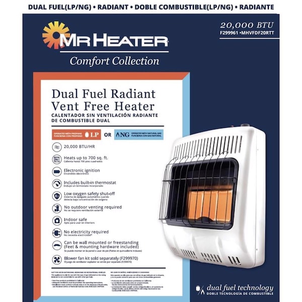 Mr. Heater Mr. Heater Comfort Collection 20000 Btu/h 700 sq ft Radiant Natural Gas/Liquid Propane Heater - F299961