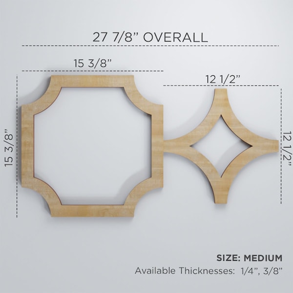 Ekena Millwork Medium Anderson Decorative Fretwork Wood Wall Panels, Wood (Paint Grde), 27 7/8"W x 15 3/8"H x 3/8"T - WALW16X16X0375ANDMF