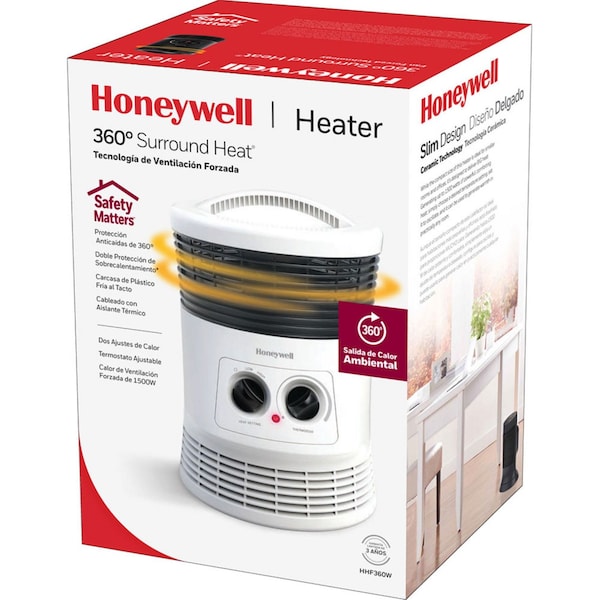 Honeywell Surround Fan Forced Heater, 1,500 W, 8.1 x 11.2 x 7.9, White - HHF360W