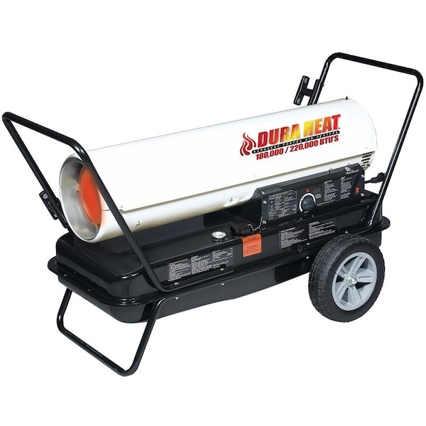 Dura Heat Kero Forced Air Heater, 13 gal Fuel Tank, Kerosene, 180,000/220,000 Btu, White - DFA220CV