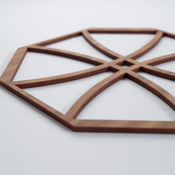 Ekena Millwork Medium Haswell Decorative Fretwork Wood Wall Panels, Walnut, 15 3/8"W x 15 3/8"H x 3/8"T - WALW16X16X0375HWLWA