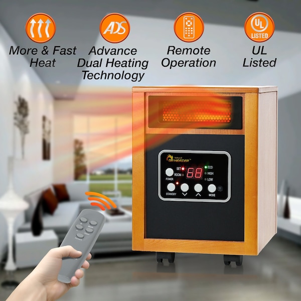 Dr Infrared Heater Electric Portable Space Heater, 1500-Watt - DR-968