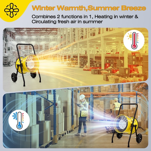 Dr Infrared Heater Yellow 15000-Watt Salamander Construction Single Phase 240-Volt Portable Fan Forced Electric Heater - DR-PS11524