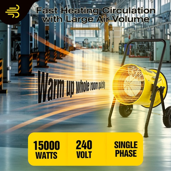 Dr Infrared Heater Yellow 15000-Watt Salamander Construction Single Phase 240-Volt Portable Fan Forced Electric Heater - DR-PS11524