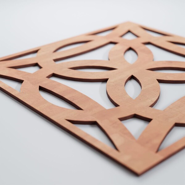 Ekena Millwork Large Baytown Decorative Fretwork Wood Wall Panels, Cherry, 23 3/8"W x 23 3/8"H x 3/8"T - WALW24X24X0375BYTCH