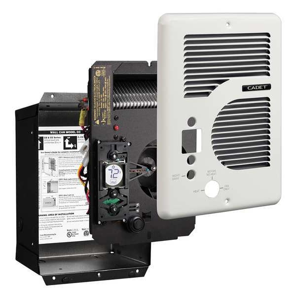 Cadet Recessed Electric Wall-Mount Heater, Recessed, 1000/1500/1600W W, 120/208/240V AC, White - CEC163TW