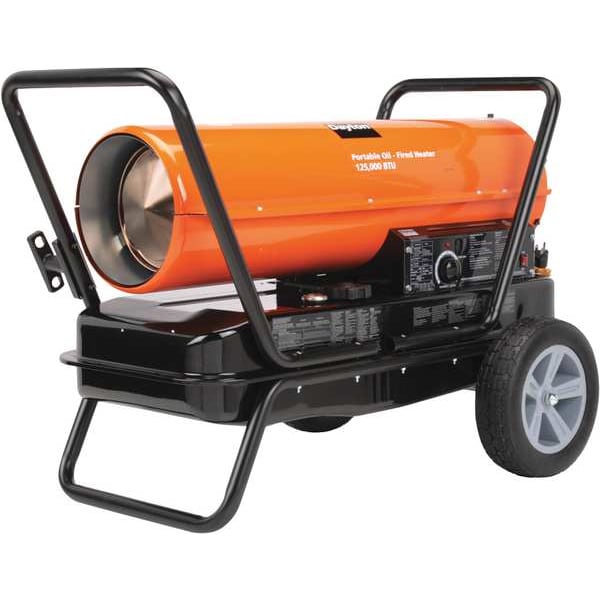 Dayton Portable Oil & Kerosene Torpedo Heater, 2.5 A, 2900 sq ft Heating Area, 125,000 BtuH - 3VE50