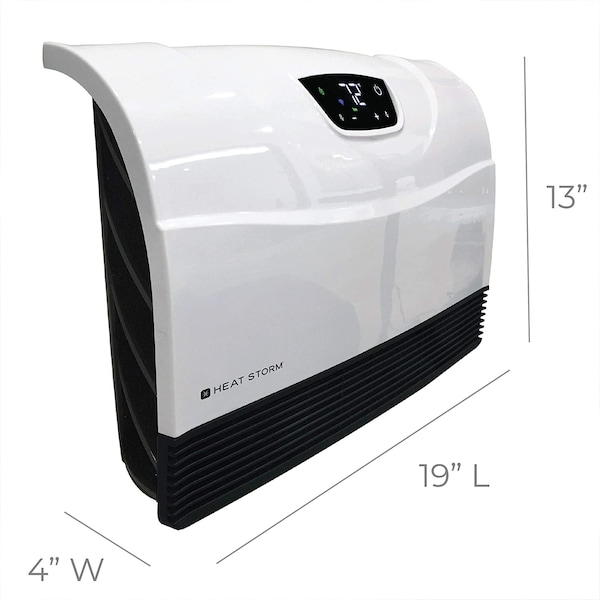 Heat Storm Infrared Space Heater, WIFI, Wall Mount, Digital Display, Adjustable Thermostat, 1500W, 120V, Black - HS-1500-PHX-WIFI