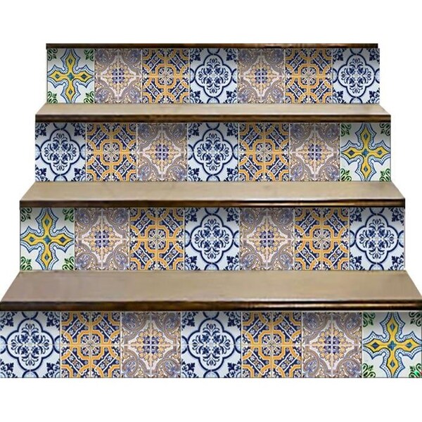Homeroots 8 x 8 in. Vintage Multi Maroon Removable Peel & Stick Tiles - 400206