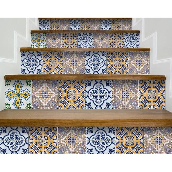 Homeroots 8 x 8 in. Vintage Multi Maroon Removable Peel & Stick Tiles - 400206