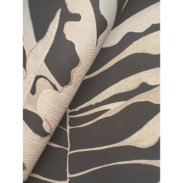 York Wallcoverings Leaf Column Black Wallpaper - FM1042