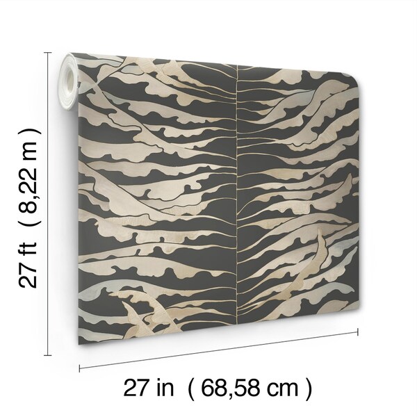 York Wallcoverings Leaf Column Black Wallpaper - FM1042