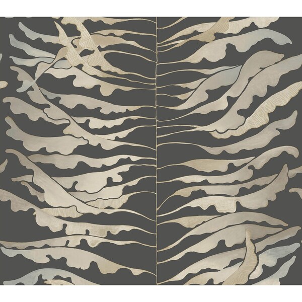 York Wallcoverings Leaf Column Black Wallpaper - FM1042