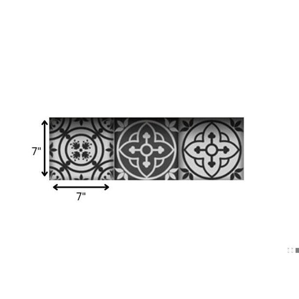 Homeroots 7 x 7 in. Gray & White Multi Peel & Stick Removable Tiles - 399888