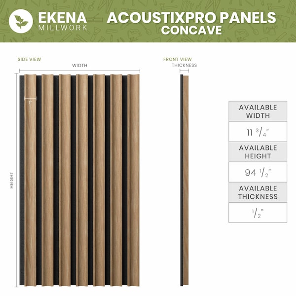 Ekena Millwork AcoustixPro Noise Cancelling Concave Small Slat Wall Panel - SWA0625X0500CVEP