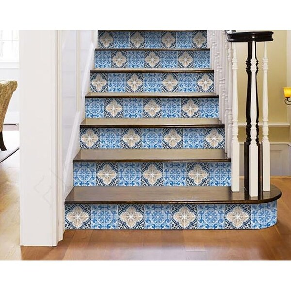 Homeroots 7 x 7 in. Blue Taupe Tobi Peel & Stick Tiles - 400148