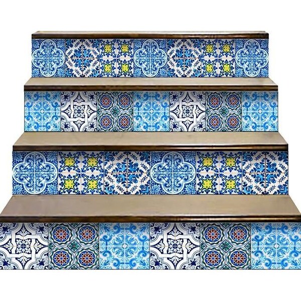 Homeroots 6 x 6 in. Greta Multi Blue Mosaic Peel & Stick Tiles - 400317