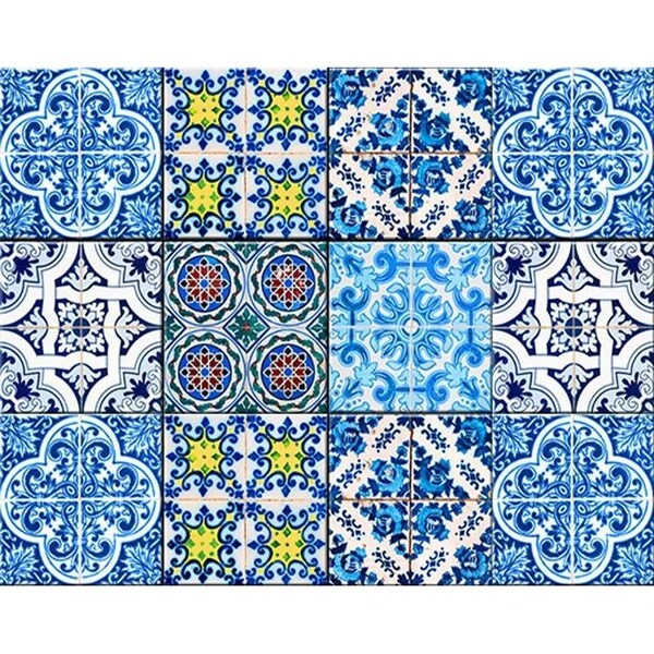 Homeroots 6 x 6 in. Greta Multi Blue Mosaic Peel & Stick Tiles - 400317