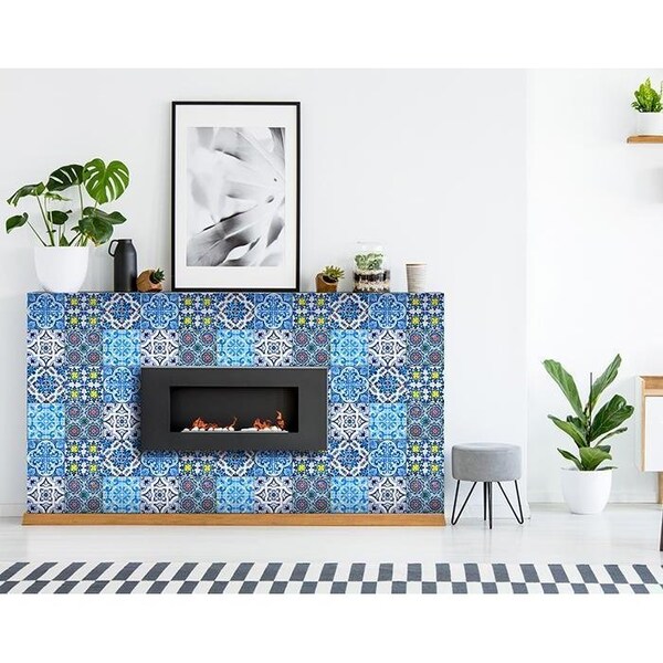 Homeroots 6 x 6 in. Greta Multi Blue Mosaic Peel & Stick Tiles - 400317