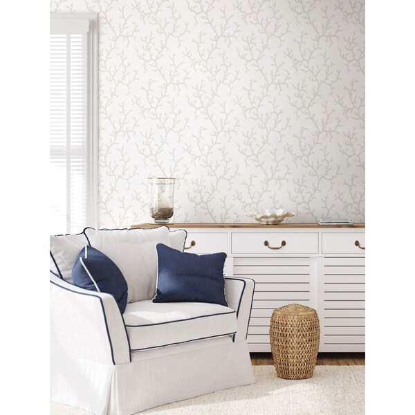 York Wallcoverings Coral Island White Wallpaper - CV4431