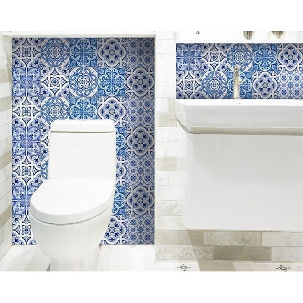 Homeroots 8 x 8 in. Bluebell Lina Removable Peel & Stick Tiles - 400304