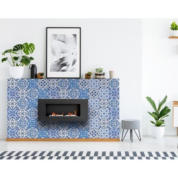 Homeroots 8 x 8 in. Bluebell Lina Removable Peel & Stick Tiles - 400304