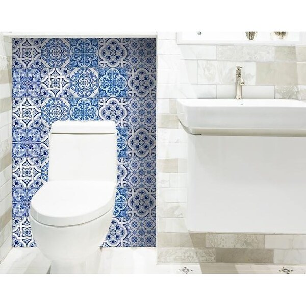 Homeroots 8 x 8 in. Bluebell Lina Removable Peel & Stick Tiles - 400304