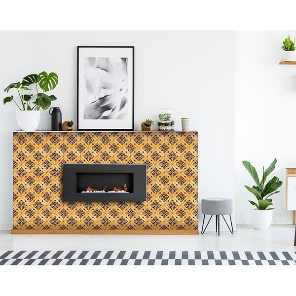 Homeroots 7 x 7 in. Golden Rio Yellow Removable Peel & Stick Tiles - 400348