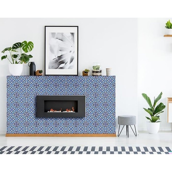 Homeroots 4 x 4 in. Blue Bali Removable Peel & Stick Tiles - 400235