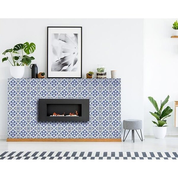Homeroots 7 x 7 in. Blue Mia Peel & Stick Removable Tiles - 400133