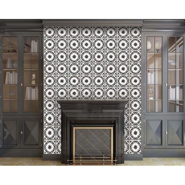 Homeroots 5 x 5 in. Black & White Rolla Peel & Stick Removable Tiles - 399946