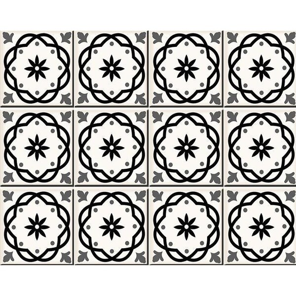 Homeroots 5 x 5 in. Black & White Rolla Peel & Stick Removable Tiles - 399946