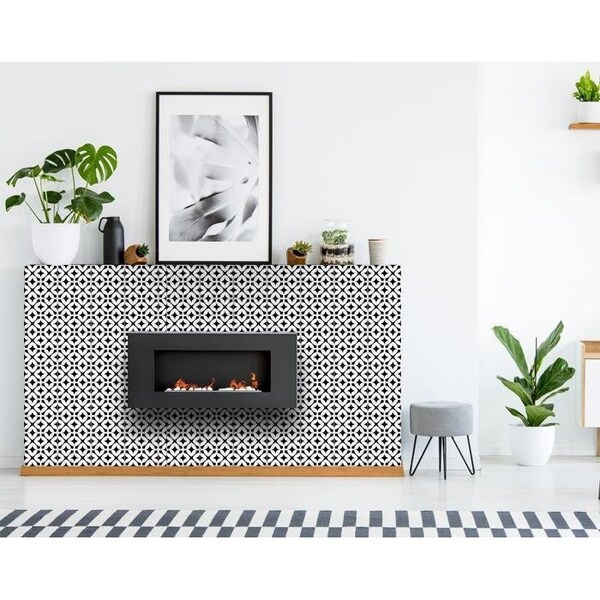 Homeroots 6 x 6 in. Black & White Pinna Peel & Stick Removable Tiles - 399987