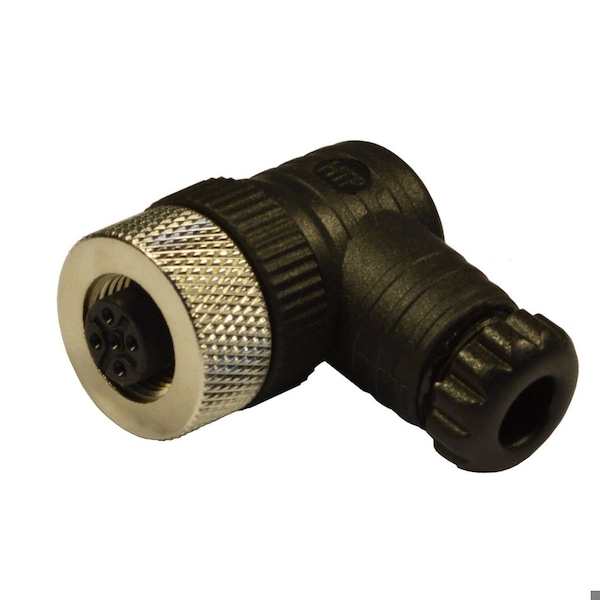 Conector acoplable de campo hembra en ángulo de 90 grados de M12 con terminal de tornillo, negro, de 5 polos - 12FB5000.