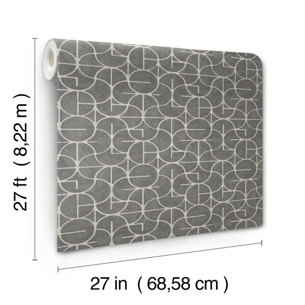 York Wallcoverings Looking Glass Charcoal Wallpaper - FM1104