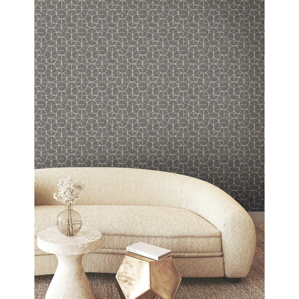 York Wallcoverings Looking Glass Charcoal Wallpaper - FM1104
