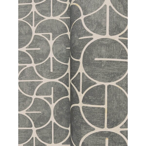 York Wallcoverings Looking Glass Charcoal Wallpaper - FM1104