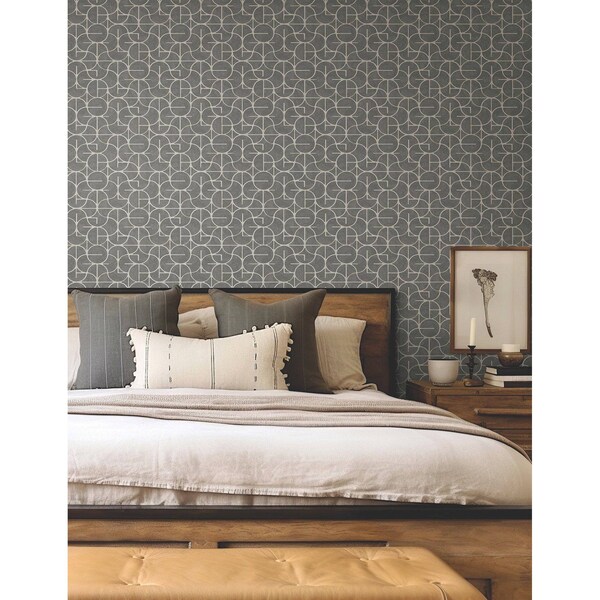 York Wallcoverings Looking Glass Charcoal Wallpaper - FM1104