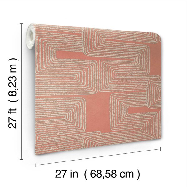 York Wallcoverings Zulu Thread Coral and Glint Wallpaper - AG2031