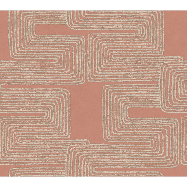 York Wallcoverings Zulu Thread Coral and Glint Wallpaper - AG2031