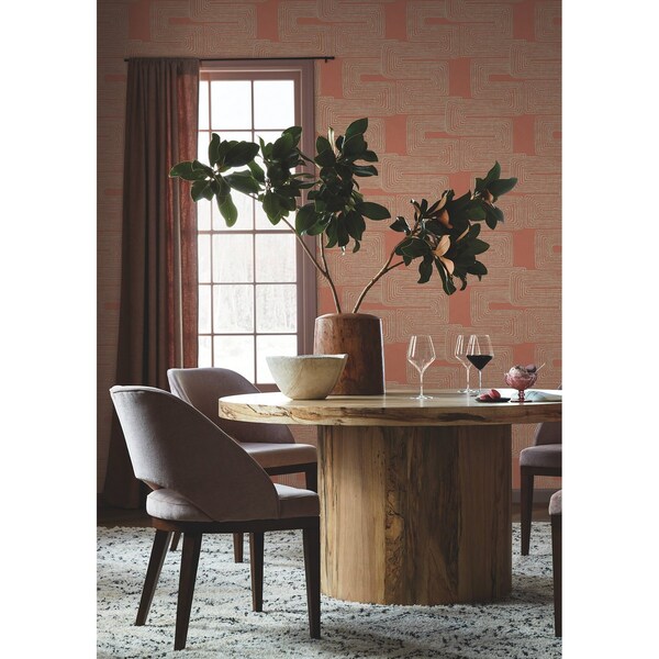 York Wallcoverings Zulu Thread Coral and Glint Wallpaper - AG2031