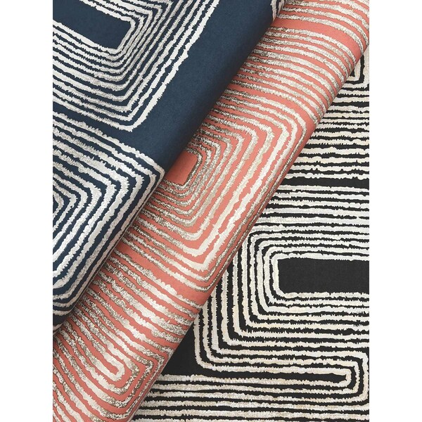 York Wallcoverings Zulu Thread Coral and Glint Wallpaper - AG2031