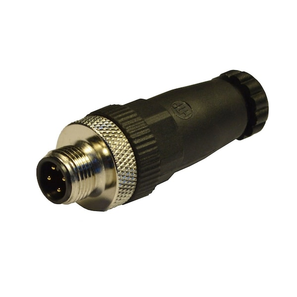 Conector macho recto M12 para cableado de campo con terminales de tornillo, negro, 5 polos - 12ML5000