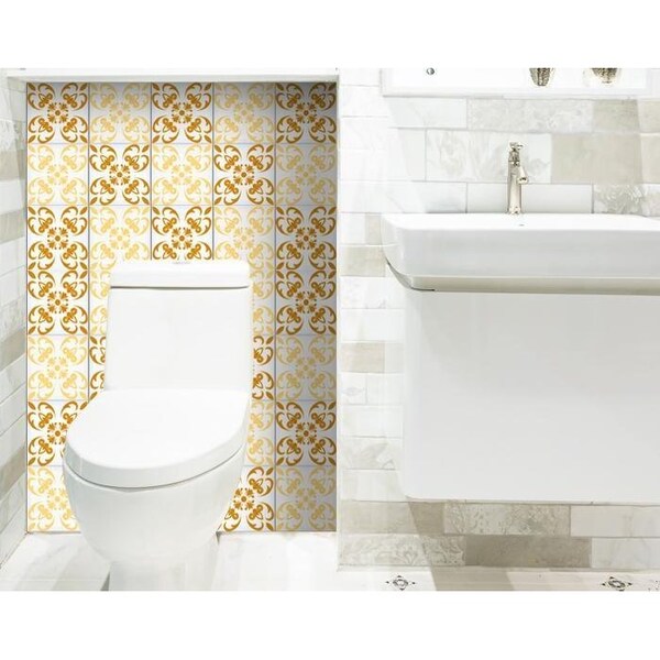 Homeroots 6 x 6 in. Golden Yellow Retro Peel & Stick Removable Tiles - 399842
