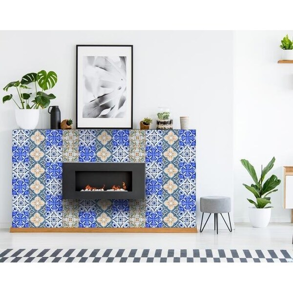 Homeroots 6 x 6 in. Bella Mix Mosaic Yellow Removable Peel & Stick Tiles - 400252