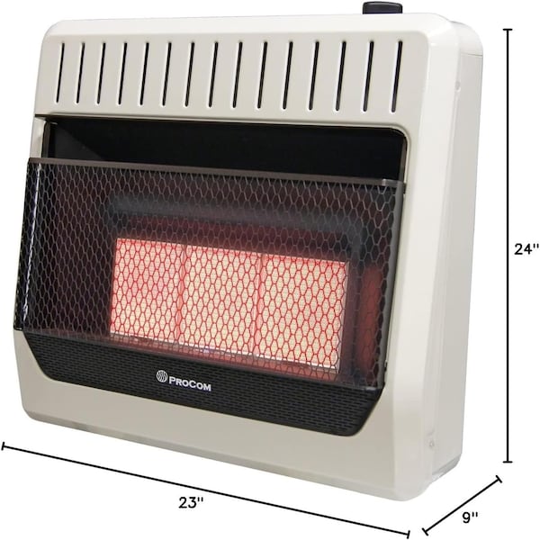 Procom Heating Heating Propane Gas Vent Free Infrared Gas Space Heater, 28,000 BTU, T-Stat Control - ML3PTG